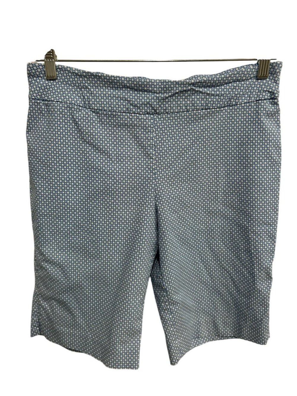 Counterparts 14P Blue Geometric Pattern Pull On Bermuda Shorts Retro Minimalist